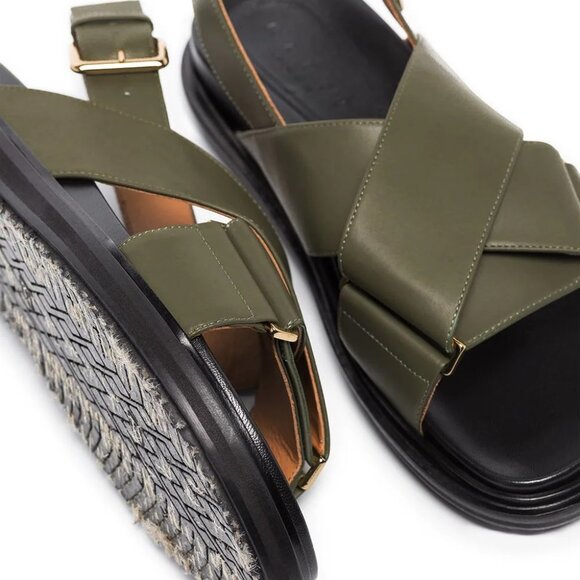 Marni Green Leather Fussbett Sandals - Picture 2 of 6